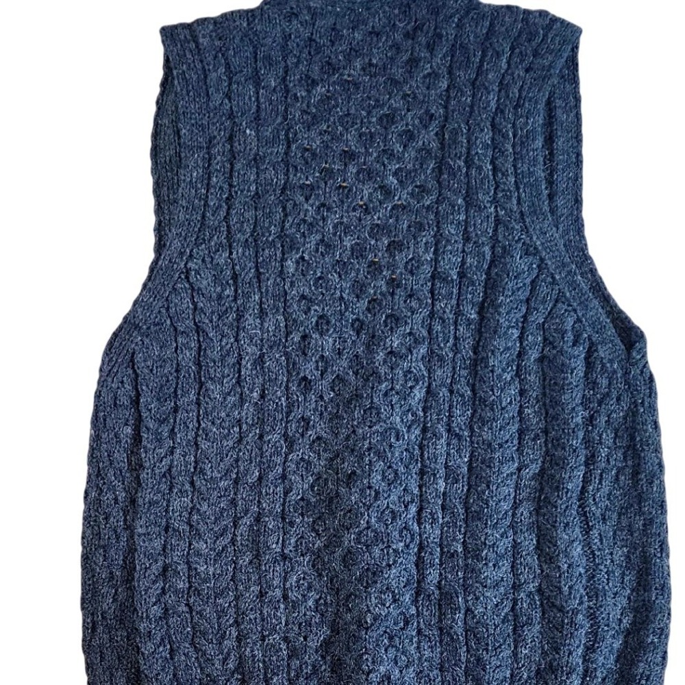 Carraig Donn Womens Wool Cable Knit Cardigan Vest Gray Size L Made in Ireland - Picture 5 of 8